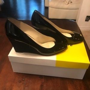 Bettye Muller Patent Peep Toe Wedges - Like new!